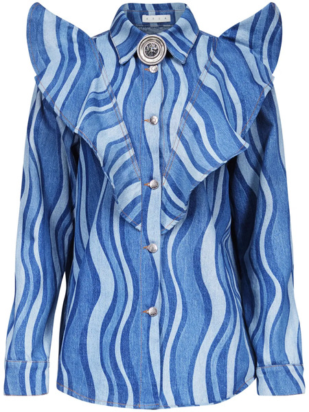  Area Sunray-patterned Denim Shirt - Blue 