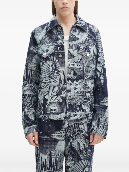  Aries Graphic-pattern Shirt Jacket - Blue 