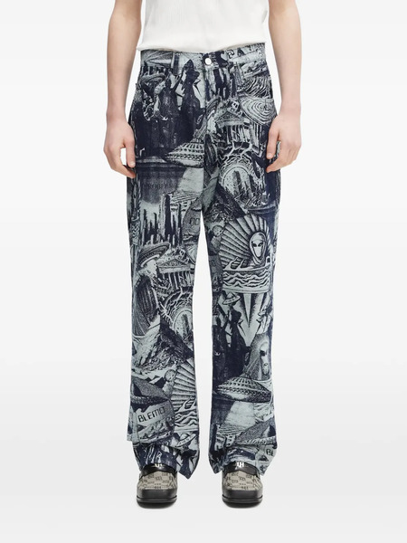  Aries Graphic-print Jeans - Blue 