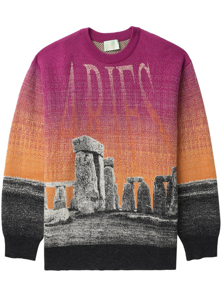  Aries Henge Illustration-print Jumper - Pink 