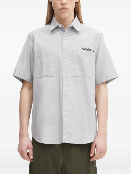  Aries Logo-embroidered Shirt - Grey 
