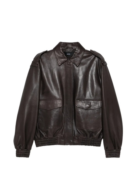  Arma Astra Leather Bomber Jacket - Brown 