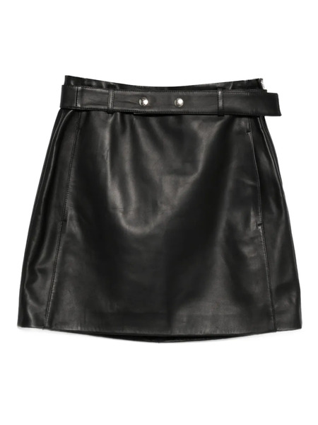  Arma Belted Leather Mini Skirt - Black 
