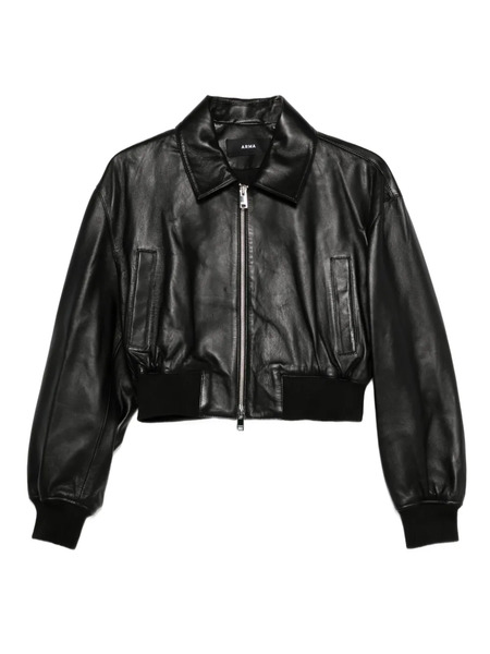  Arma Desy Cropped Zip-front Leather Jacket - Black 
