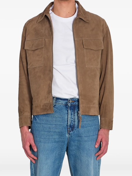  Arma Flap-pocket Kale Suede Jacket - Brown 