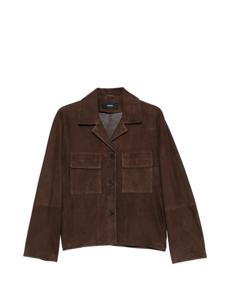  Arma Flore Flap-pocket Suede Jacket - Brown 