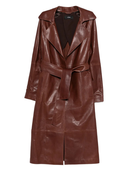  Arma Yava Leather Trench Coat - Brown 