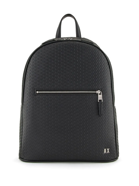  Armani Exchange All Over Embossed Logo Backpack - Black 