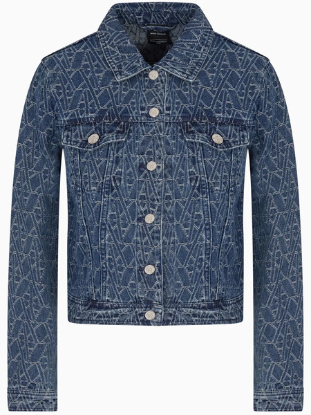 Armani Exchange All-over Logo Denim Jacket - Blue 