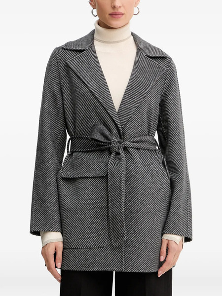  Armani Exchange Caban Herringbone Belted Coat - Grey 