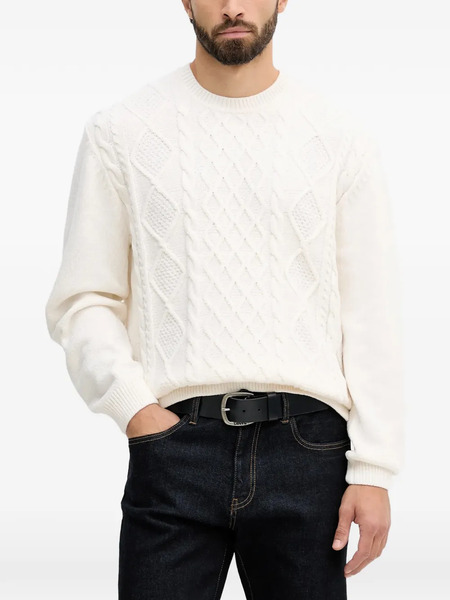  Armani Exchange Cable-knit Crew-neck Sweater - Neutrals 