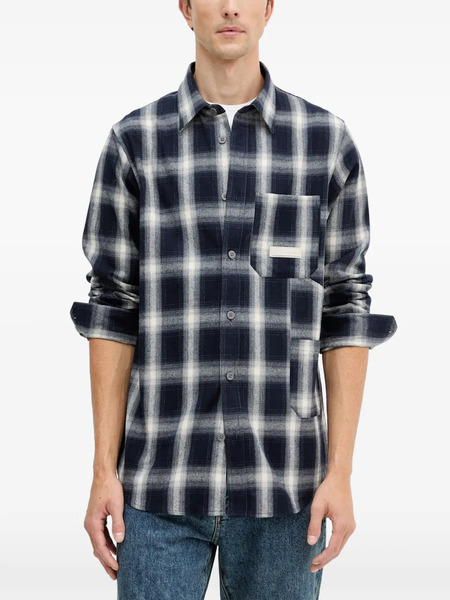  Armani Exchange Check-pattern Pocket Shirt - Blue 