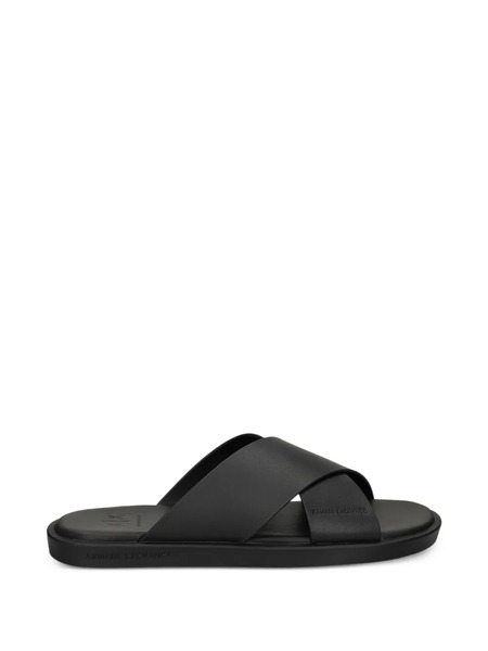  Armani Exchange Crossover-strap Slides - Black 