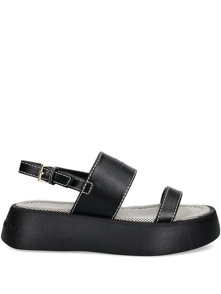  Armani Exchange Double-strap Platform Sandals - Black 