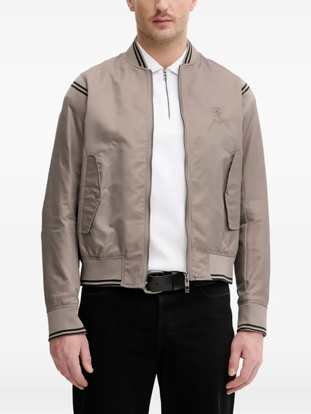  Armani Exchange Logo-embroidered Bomber Jacket - Neutrals 