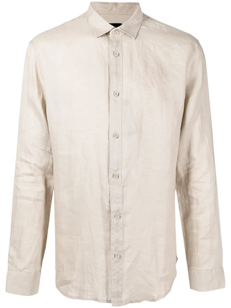  Armani Exchange Long-sleeved Linen Shirt - Grey 