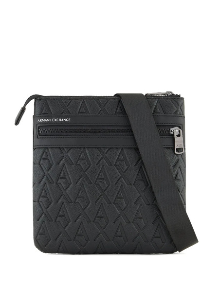  Armani Exchange Monogram-embossed Messenger Bag - Black 