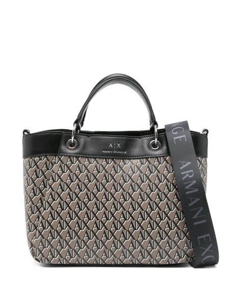  Armani Exchange Monogram-pattern Tote Bag - Black 