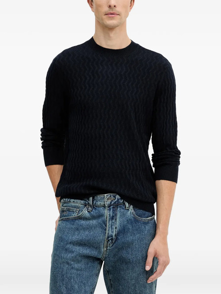  Armani Exchange Patterned Crew Neck Sweater - Blue 