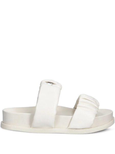  Armani Exchange Pleated Double-strap Slides - White 