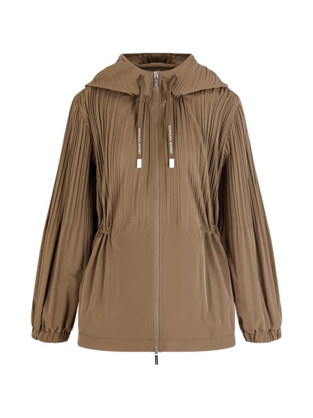  Armani Exchange Pleated Hooded Jacket - Brown 