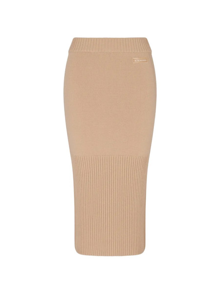  Armani Exchange Ribbed Midi Skirt - Neutrals 