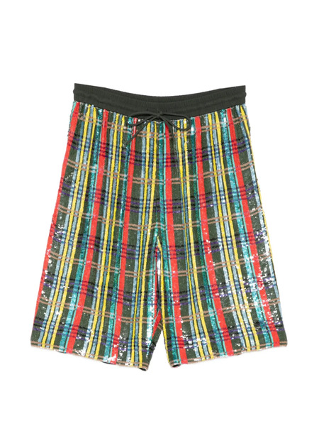 Ashish Plaid Sequin Shorts - Green 
