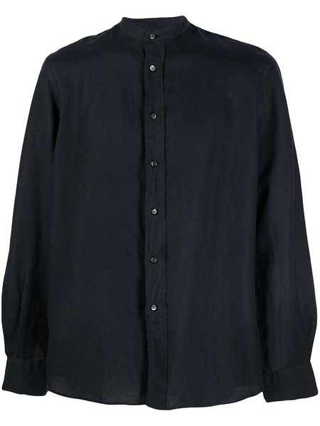  Aspesi Band-collar Linen Shirt - Blue 