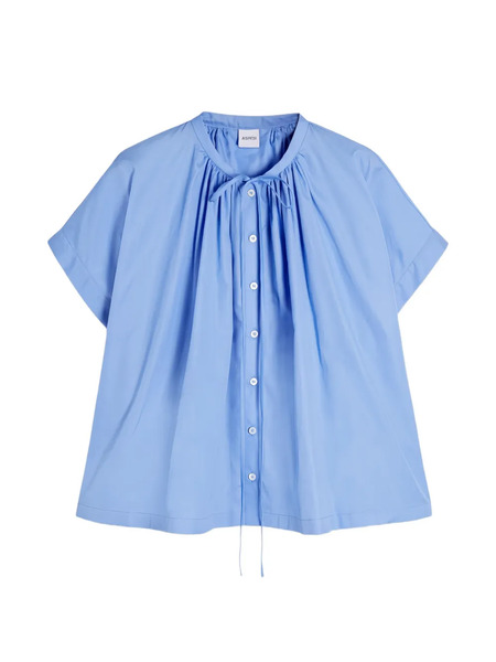  Aspesi Buttoned Tie Cotton Shirt - Blue 