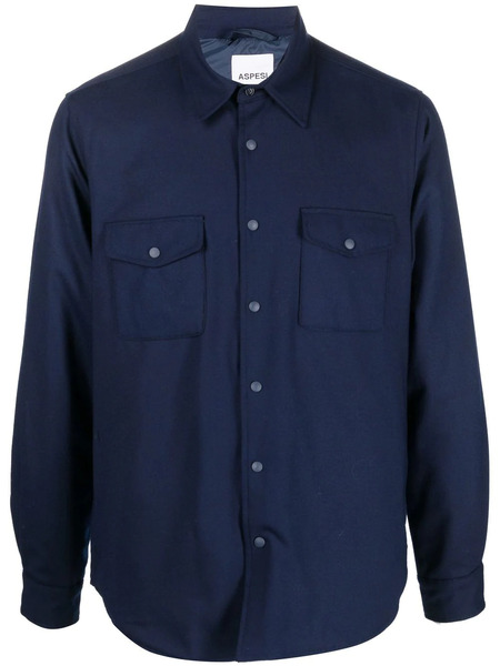  Aspesi Buttoned-up Long-sleeved Shirt - Blue 