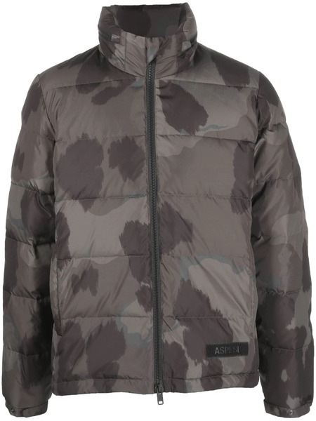  Aspesi Camouflage-print Padded Jacket - Grey 