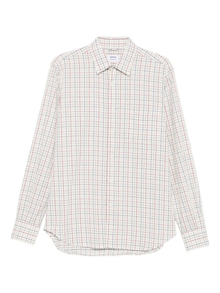  Aspesi Check-pattern Cotton-wool Shirt - White 