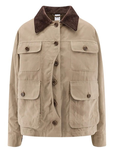  Aspesi Corduroy-collar Flap-pocket Jacket - Neutrals 