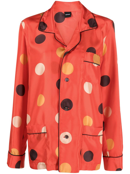  Aspesi Dot-print Silk Shirt - Red 