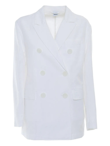 Aspesi Double-breasted Cotton Linen Blazer - White 