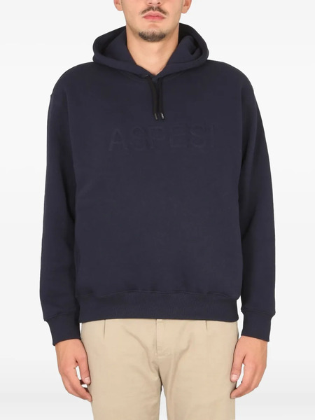  Aspesi Embossed-logo Hoodie - Blue 