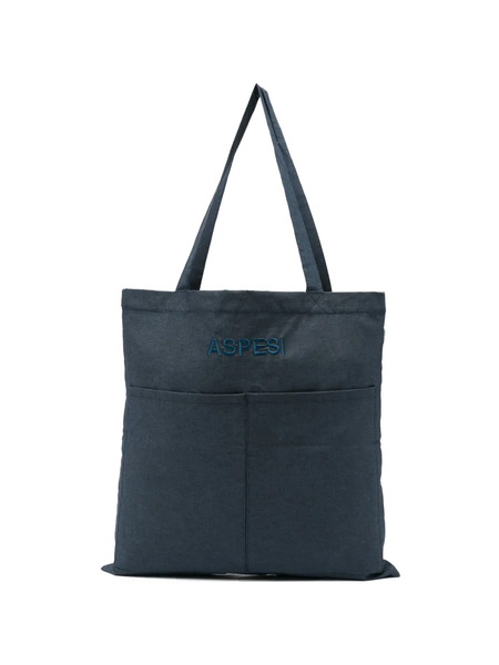  Aspesi Embroidered Tote Bag - Blue 