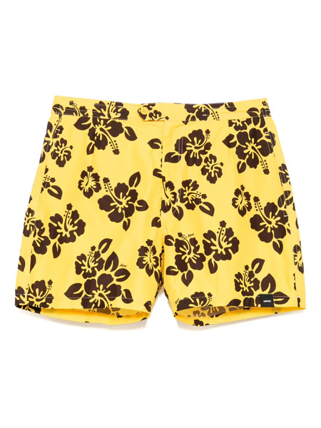  Aspesi Hibiscus-print Swim Shorts - Yellow 