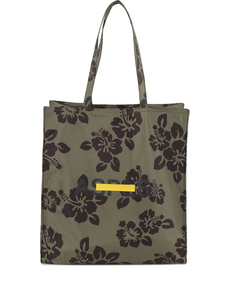  Aspesi Hibiscus-print Tote Bag - Green 