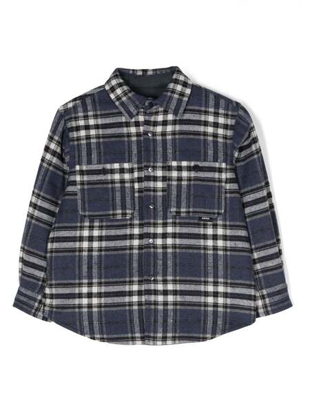  Aspesi Kids Plaid-check Pattern Shirt Jacket - Blue 