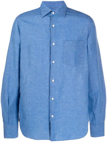  Aspesi Plain Button-up Long Sleeve Shirt - Blue 