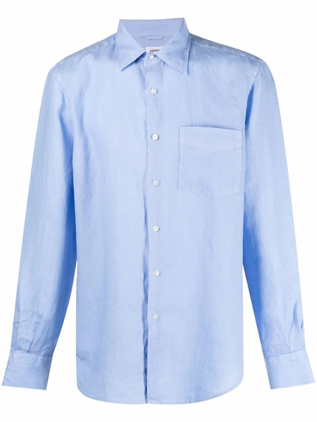  Aspesi Pointed-collar Long-sleeved Shirt - Blue 