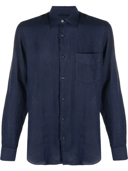  Aspesi Pointed-collar Long-sleeved Shirt - Blue 