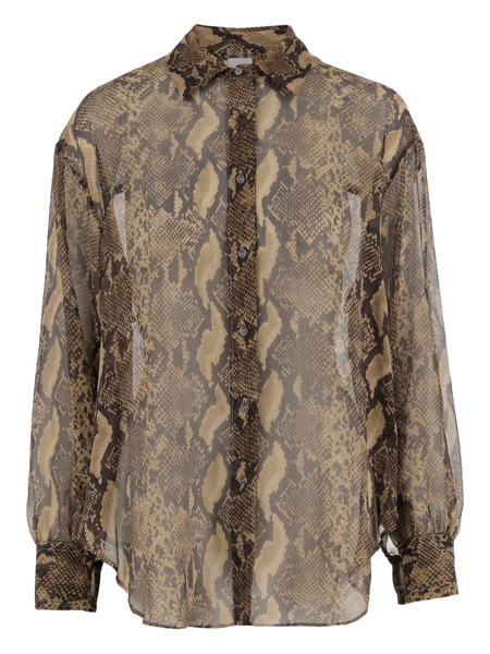  Aspesi Python-print Buttoned Shirt - Brown 