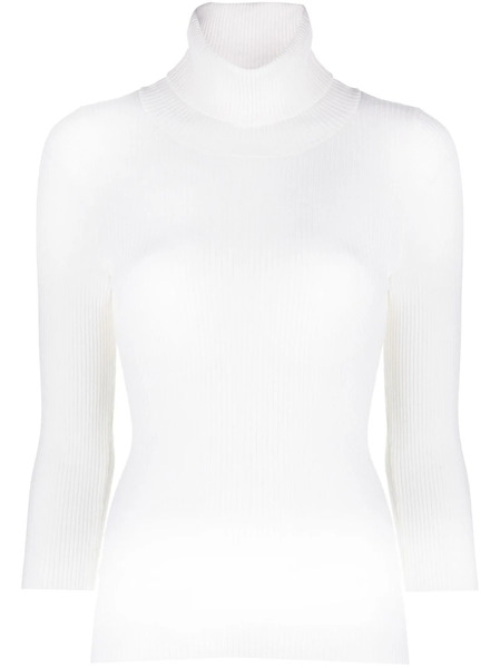 Aspesi Ribbed-knit Roll-neck Knitted Top - White 