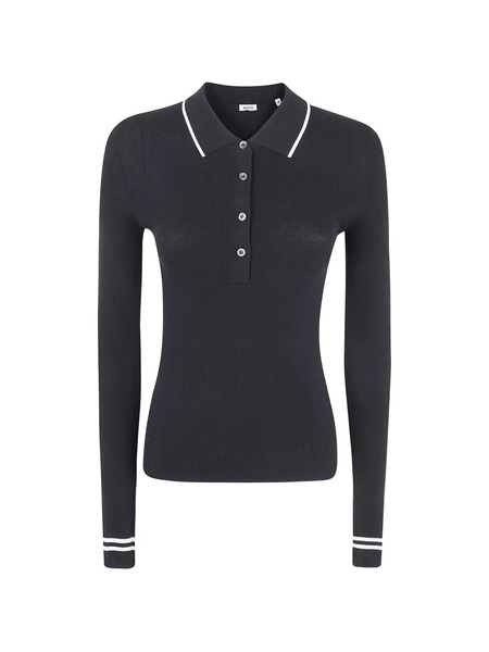  Aspesi Ribbed-trim Polo Top - Black 
