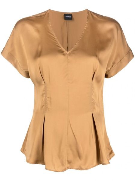  Aspesi Satin-finish Flared Blouse - Brown 