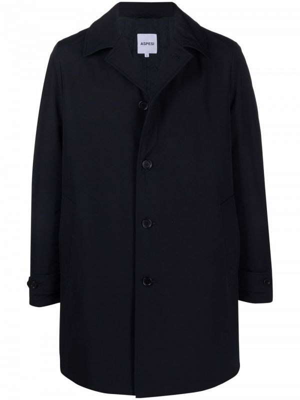  Aspesi Single-breasted Cotton-blend Coat - Blue 