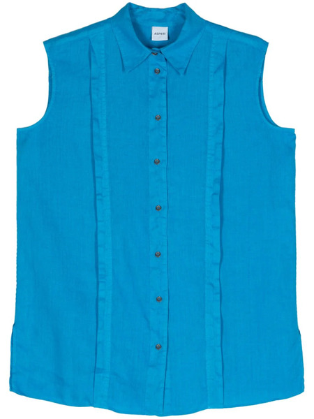  Aspesi Sleeveless Linen Shirt - Blue 