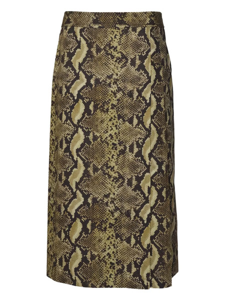 Aspesi Snakeskin-print Midi Skirt - Brown 